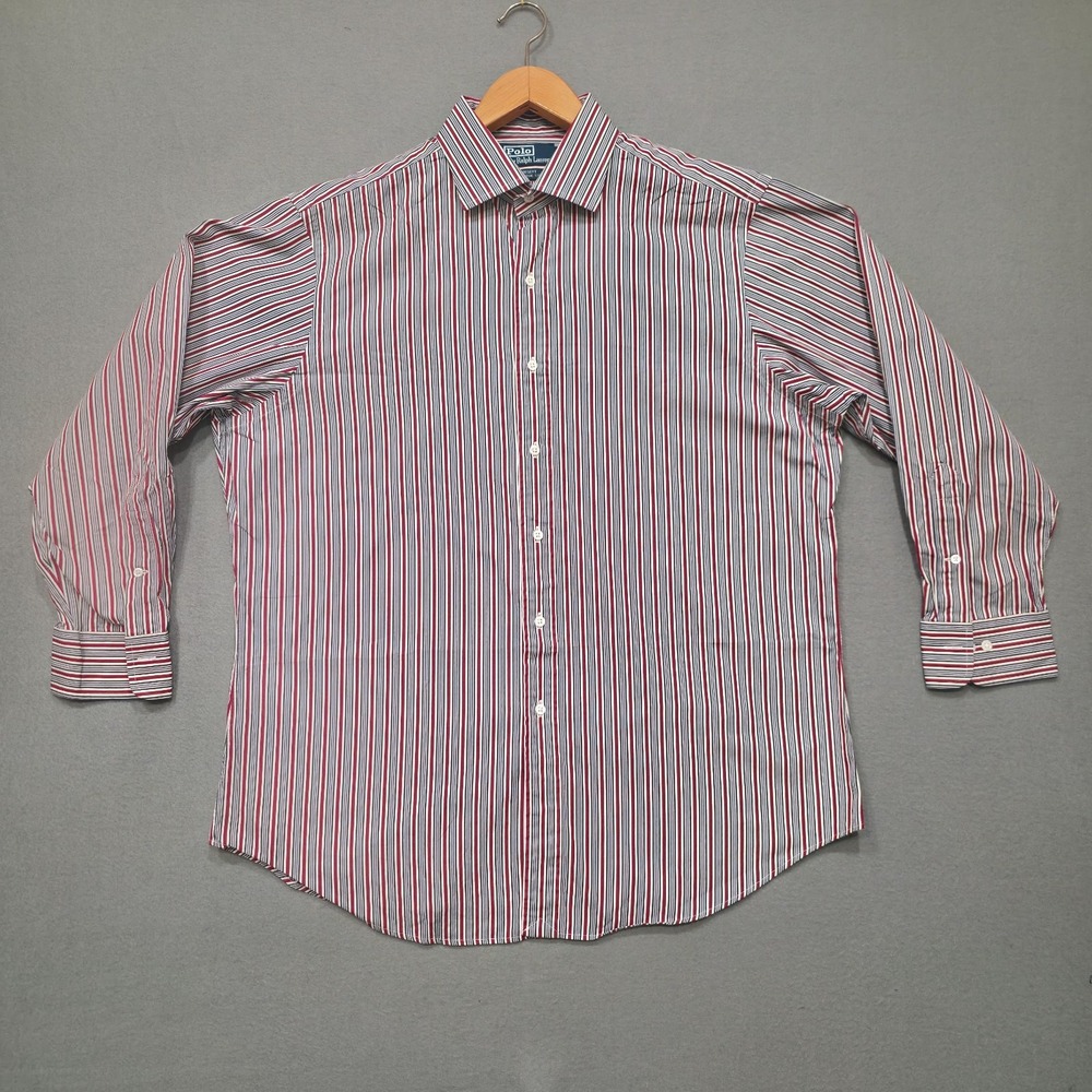 Polo by Ralph Lauren Men's Regent Classic Fit Striped Dress Shirt Size 17-32/33‎